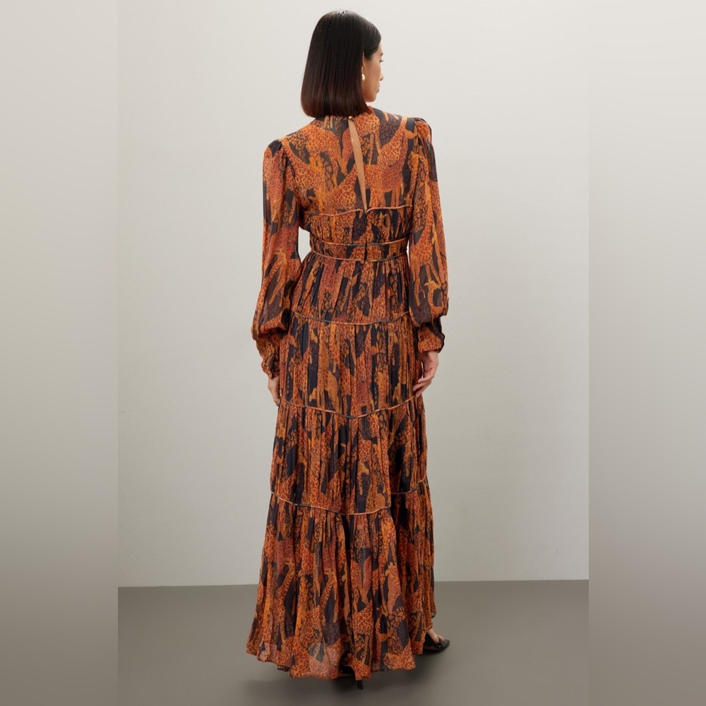 Farm Rio Black Giraffes Puff Sleeve Maxi Dress xs NEW - Picture 3 of 12